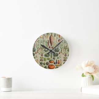 Horloge Ronde légumes de jardin botanique français vintage