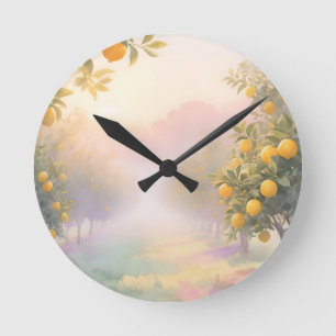 Horloge Ronde Lemon Grove Aquarelle