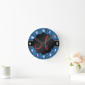 Horloge Ronde Léopard bleu monogram (Maison)