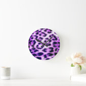 Horloge Ronde Leopard Cheetah Imprimer Faux Rose fourrure avec p (Maison)