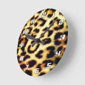Horloge Ronde Léopard Cheetah Imprimer Fourrure Faux avec chiffr (Angle)