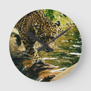 Horloge Ronde Leopard Crossing a Stream Photo