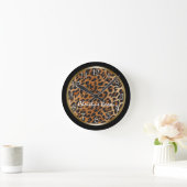 Horloge Ronde Leopard Print Black Gold Personalized Wall Clock (Maison)