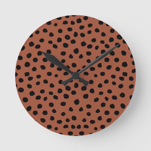 Horloge Ronde Leopard Print Dots Rust Terracotta Cheetah Spots (Recto)