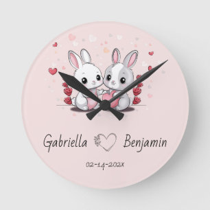 Horloge Ronde Les amateurs de lapin de caricature adorent la Sai