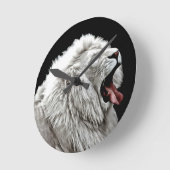 Horloge Ronde Les animaux de la jungle à tête de lion blanche ab (Angle)