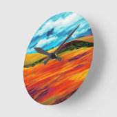 Horloge Ronde Les collines rouges jaunes (Angle)