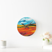 Horloge Ronde Les collines rouges jaunes (Maison)