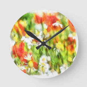 Horloge Ronde Les Couleurs Du Printemps Par Une Aquarelle Soleil