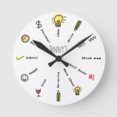 Horloge Ronde Les écrivains amusants bloquent l'horloge pour l'é (Recto)