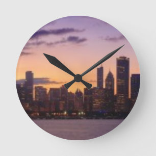 Horloge Ronde Les ensembles du soleil au-dessus de l'horizon de