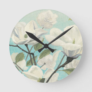 Horloge Ronde Les fleurs blanches du Sud