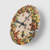 HORLOGE RONDE LES FLEURS DU PRINTEMPS MIEL BEE / BEEKEEPER (Angle)