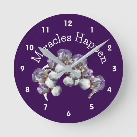 Horloge Ronde Les miracles se produisent Iris Fleurs Inspiration (Recto)