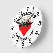Horloge Ronde Les moustaches ont aussi des coeurs (Angle)