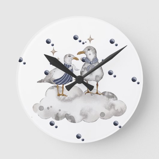 Horloge Ronde Les oiseaux de plage (Recto)