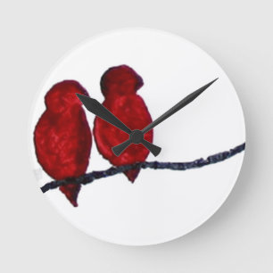 Horloge Ronde Les oiseaux rouges synchronisent, Copyright Karen