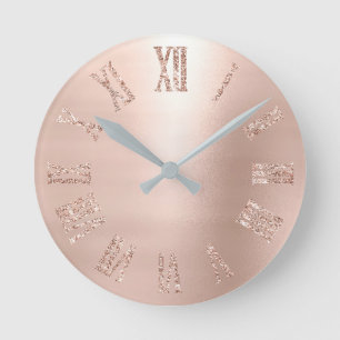 Horloge Ronde Les parties scintillantes roses de rose de rose