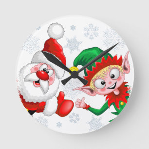 Horloge Ronde Les personnages de Noël de père Noël et Elf