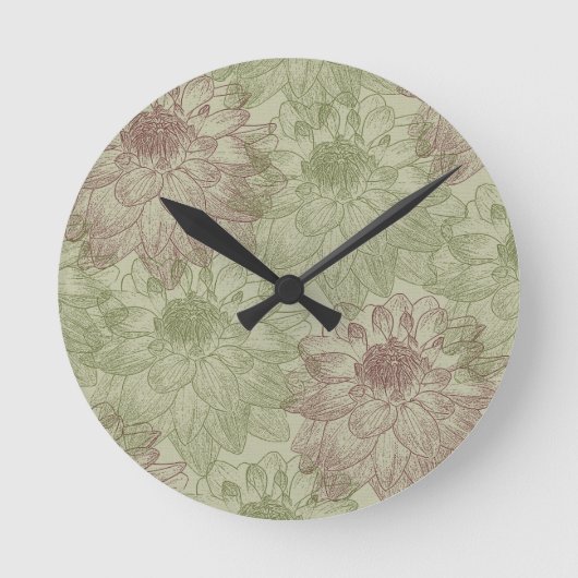 Horloge Ronde Les pivoines rouges et vertes (Recto)