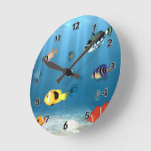 Horloge Ronde Les Poissons Dans L'Océan (Angle)