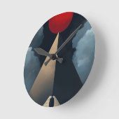 Horloge Ronde Les pyramides d'Égypte et la lune rouge (Angle)