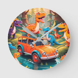 Horloge Ronde Les vacances en famille des Vélociraptors