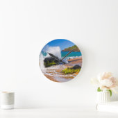 Horloge Ronde Les vagues s'écrasent sur la plage d'Hawaï (Maison)