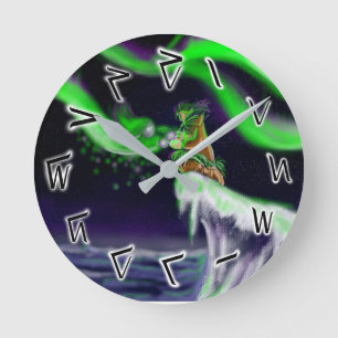 Horloge Ronde L'Esprit de l'horloge du mur des aurores boréales