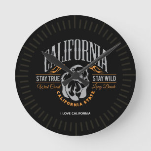 Horloge Ronde L'ETAT DE CALIFORNIE Personalisé Restez Vraiment O