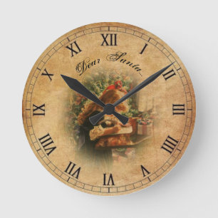Horloge Ronde Lettre à Père Noël Vintage