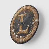 Horloge Ronde Lettre initiale de monogramme doré L (Angle)