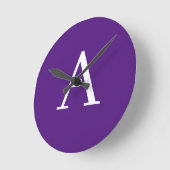 Horloge Ronde Lettre initiale Monogramme Style moderne violet (Angle)