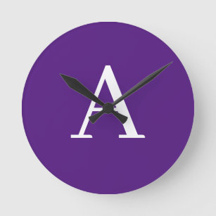 Horloge Ronde Lettre initiale Monogramme Style moderne violet