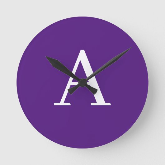 Horloge Ronde Lettre initiale Monogramme Style moderne violet (Recto)