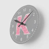 Horloge Ronde Lettre Parties scintillant rose K (Angle)