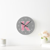 Horloge Ronde Lettre Parties scintillant rose K (Maison)