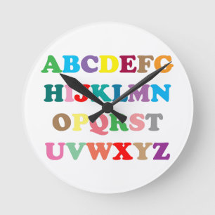 Horloge Ronde Lettres colorées d'ABC