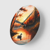 Horloge Ronde Lever de soleil sur le lac (Angle)