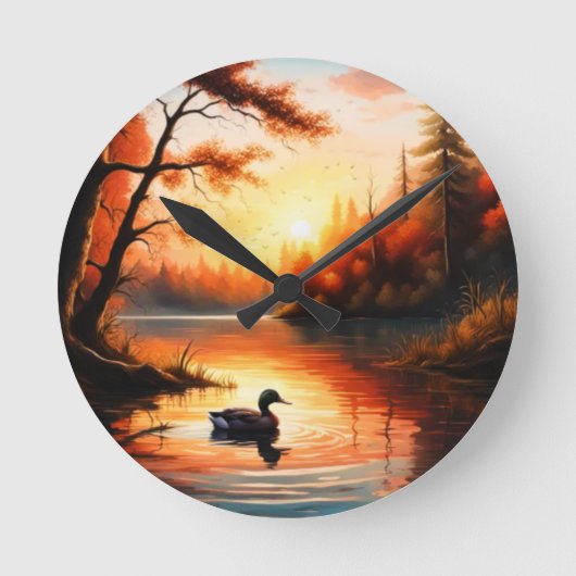 Horloge Ronde Lever de soleil sur le lac (Recto)