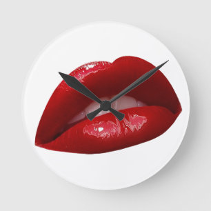 Horloge Ronde Lèvres Luscious rouge à lèvres de la femme