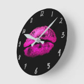 Horloge Ronde Lèvres rose hot, rouge à lèvres, b (Angle)