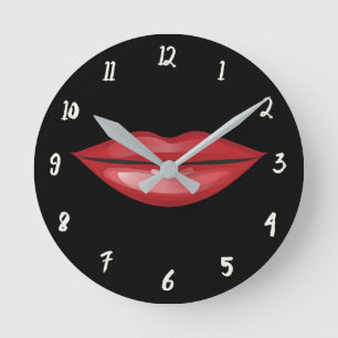 Horloge Ronde Lèvres Rouges Rouge à Lèvres Baiser Glamour Glamou