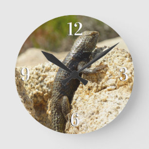 Horloge Ronde Lézard épineux à dos jaune à Joshua Tree