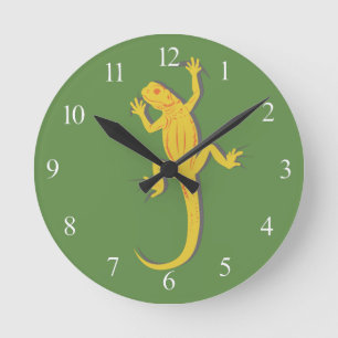 Horloge Ronde Lézard Jaune