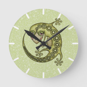 Horloge Ronde Lézard vert