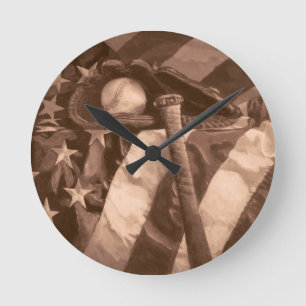Horloge Ronde L'horloge du fan de base-ball