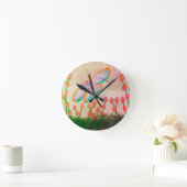 Horloge Ronde Libellule funky Art abstrait (Maison)