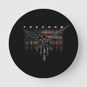 Horloge Ronde Liberté de la moto drapeau américain