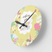 Horloge Ronde licorne de pâques (Angle)